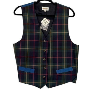 Women's Button-Down Vintage‎ London Fog Plaid Vest Size Large (L)